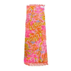 Lilly Pulitzer Tropical Print Fringe Scarf/Sarong – Fit Sample